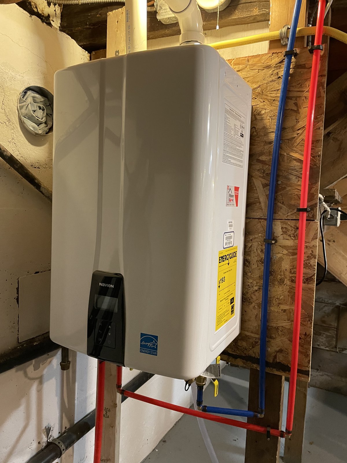 Navien tankless water heater installed by Modern HVAC