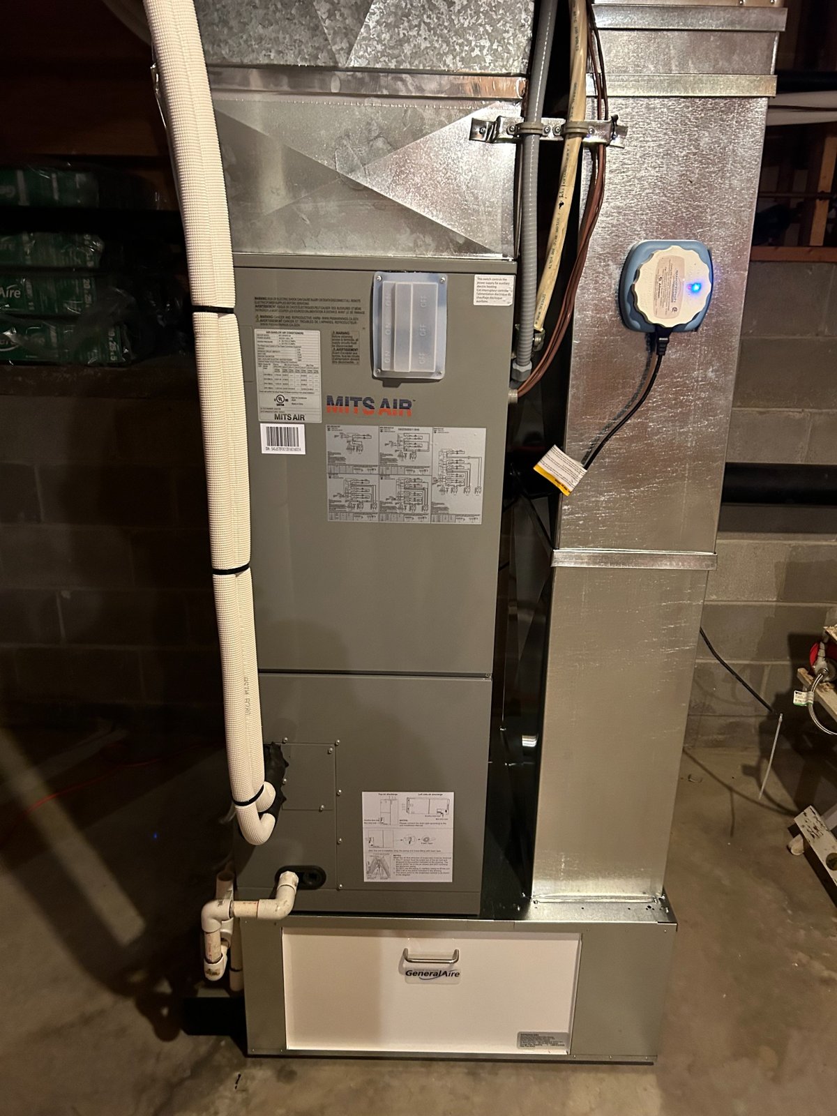 Modern HVAC all-electric air-handler installation